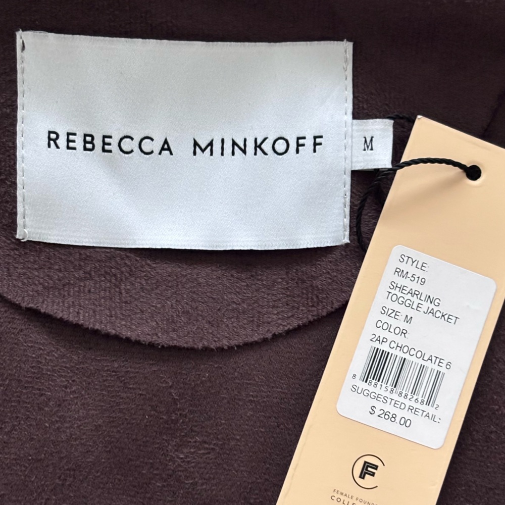 REBECCA MINKOFF Chocolate Brown Shearling Toggle Jacket--NWT--M - Picture 10 of 15